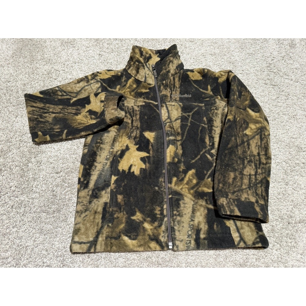 Columbia Camo Fleece Full Zip Jacket Boy's S (8) Mock Neck